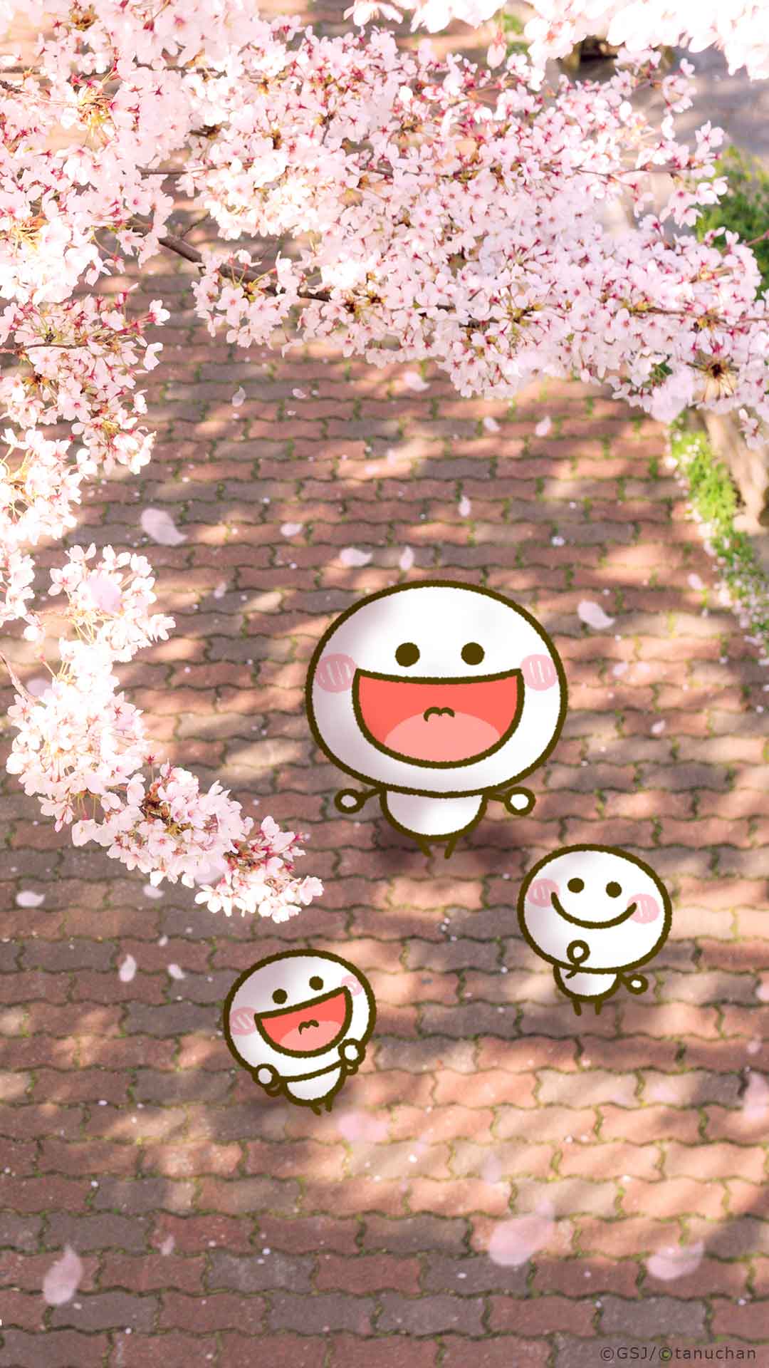 「ゆるかわ　棒人間　【桜の風景壁紙】」