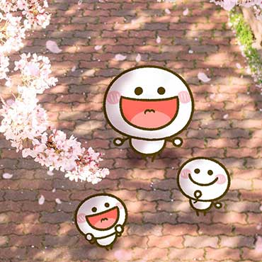ゆるかわ　棒人間　【桜の風景壁紙】