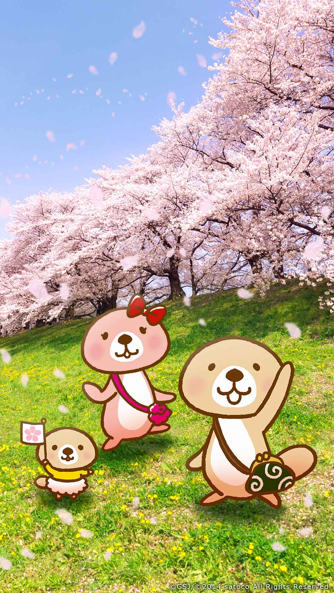 「突撃！ラッコさん　【桜の風景壁紙】」